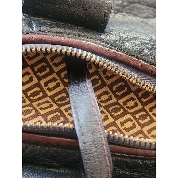 VINTAGE RARE 1970S B BARON BLUE Genuine Leather Handbag Women ROUND HIPPY BLUE - Picture 6 of 16